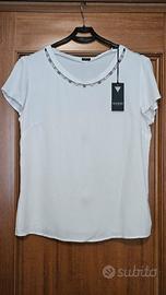 T-shirt Guess Bianca con Perle - Taglia L - NUOVA