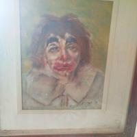 Quadro con cornice pagliaccio clown firmato
