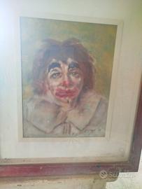 Quadro con cornice pagliaccio clown firmato
