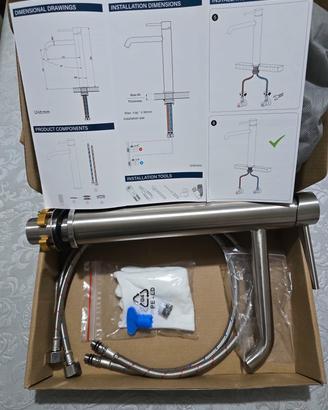 Rubinetto Bagno Lavabo da appoggio Acciaio Inox