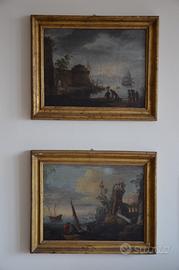 Coppia olio su tela - Marine XVIII secolo