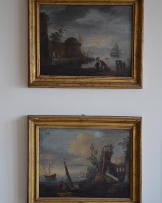 Coppia olio su tela - Marine XVIII secolo