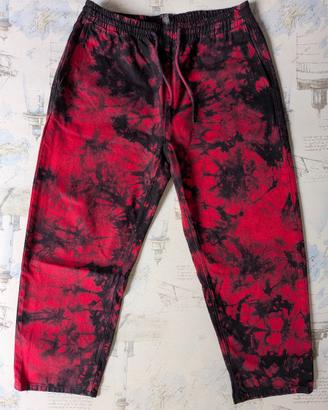 Pantaloni Volcom rosso nero tie-dye cotone