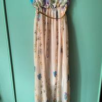 Abito lungo con stampa floreale senza spalline