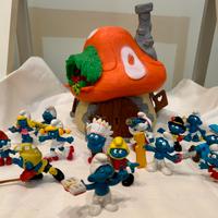 Casa dei Puffi Schleich Peyo anni 80 + 14 Puffi