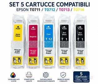 Set 5 Cartucce Compatibili Epson Nuove  Sigillate 