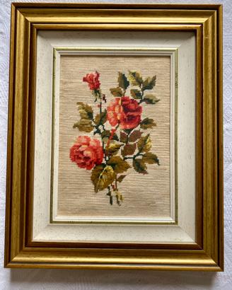 Ricamo a punto croce rose rosse (ricamo a mano)