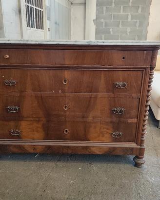 CASSETTIERA RADICA E MARMO FINE '800