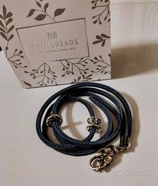 Bracciale Trollbeads completo cuoio e argento