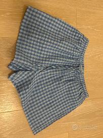 Pantaloni corti donna a cubetti blu