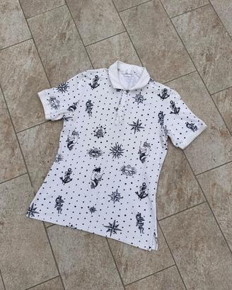 Polo bianca con stampa nautica