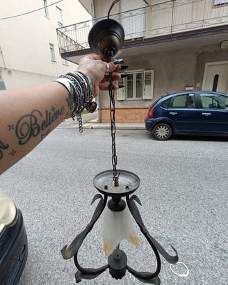 lampadario ferro battuto 