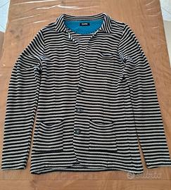 giacca uomo a strisce blu e bianche in cotone