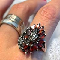 Anello vintage cocktail argento 925 marcasiti