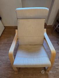 Sedia a dondolo – Betulla e tessuto beige chiaro