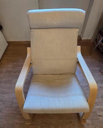 Sedia a dondolo – Betulla e tessuto beige chiaro