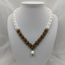 Collana Vintage anni 40 artigianale Perla Vera