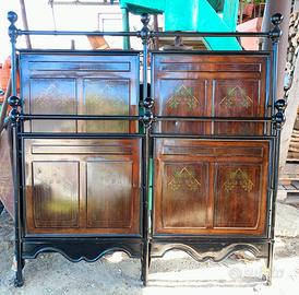 Letto antico in ferro e madreperla