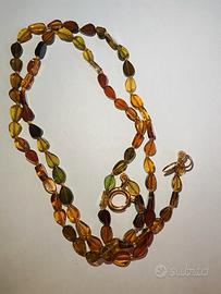 Collana in Oro Giallo 18kt con Ambra Baltica