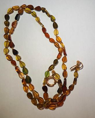 Collana in Oro Giallo 18kt con Ambra Baltica