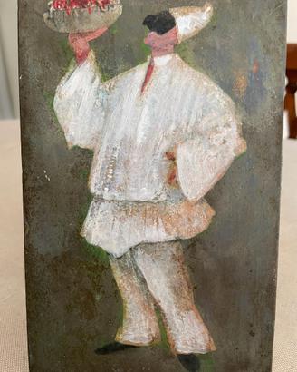 Quadretto antico di Pulcinella - su legno