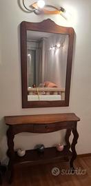 Consolle ingresso in legno con specchiera