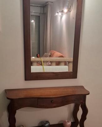 Consolle ingresso in legno con specchiera