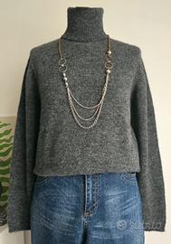 Dolcevita in mohair e lana grigio antracite tg U