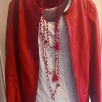 giubbino rosso vera pelle 