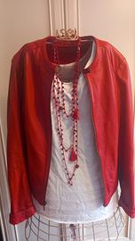 giubbino rosso vera pelle 