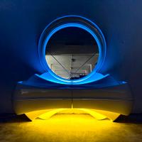 Cassettiera luminosa DBM con specchio, anni '70