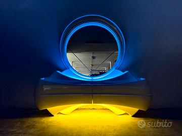 Cassettiera luminosa DBM con specchio, anni '70