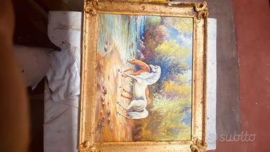 Quadeo in legno a foglia doro Cavalli selvaggi Han