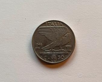 N.1 moneta 50 centesimi anno 1941