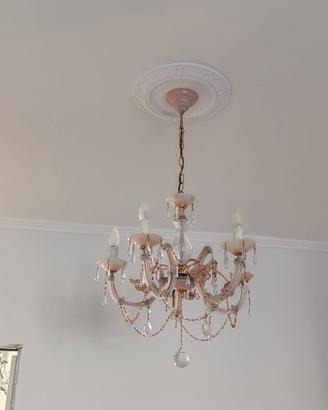 Coppia di lampadari in vetro austriaco e cristallo