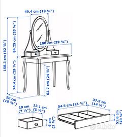 Specchiera toeletta tavolo camera da letto