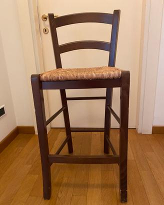 Sgabello impagliato tinta noce