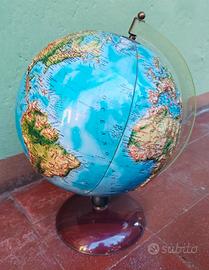 MAPPAMONDO CON RILIEVI DESIGN EPOCA FISICA SCUOLA