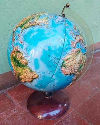 MAPPAMONDO CON RILIEVI DESIGN EPOCA FISICA SCUOLA