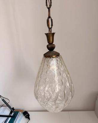 Lampada da soffitto in vetro e ottone