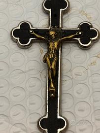 Antico Rosario in ebano argento e ottone