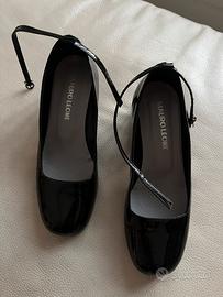 Ballerine Mauro Leone nere lucide con cinturino