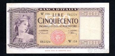 CINQUECENTO 500 LIRE ORNATA SPIGHE SOSTITUTIVA W