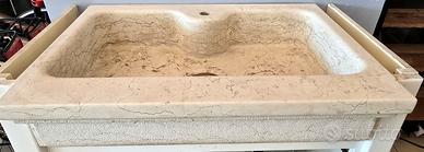 Lavandino lavabo piatti in marmo bianco Asiago