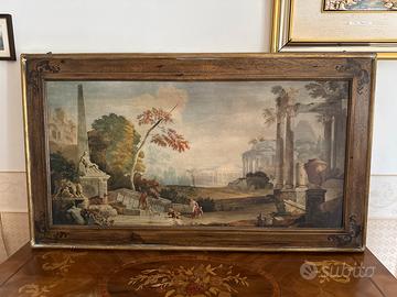 Quadro paesaggio classico cornice in legno antico
