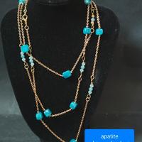 collana lunga apatite blu cubica,calcedonio