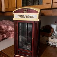 Telefono vintage cabina rossa con luce funzionante