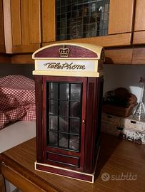 Telefono vintage cabina rossa con luce funzionante