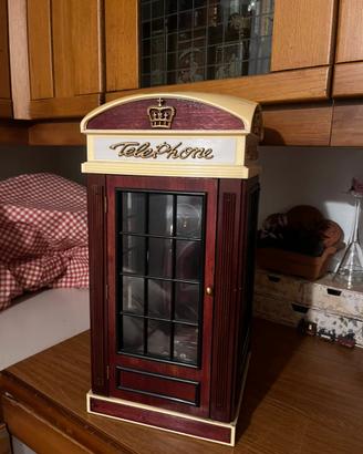 Telefono vintage cabina rossa con luce funzionante