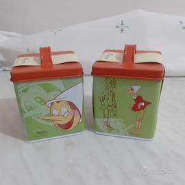 Coppia scatole latta Pinocchio 